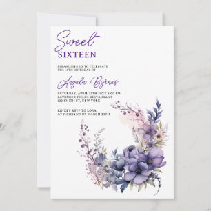 Invitation Elégante Aquarelle violette Florale Wreath Sweet 1