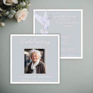 Invitation Elégante aquarelle White Dove Celebration of Life