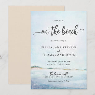 Invitation Elégante aquarelle Wild Ocean Beach Aqua Mariage