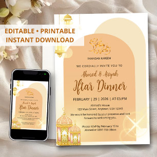 Invitation Élégante Arche en Terracotta pour le Ramadan Iftar