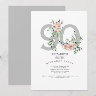 Invitation élégante argent et blanc rose rose pour
