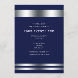 Invitation élégante argentée bleue d'événement de