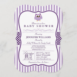 Invitation Élégante au Baby shower de Chouette Vio