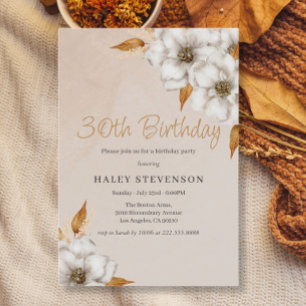 Invitation Elégante Automne Boho Chic Floral 30e fête d'anniv
