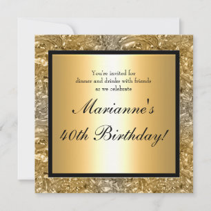 Invitation élégante avec aspect de feuille d'or po