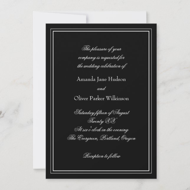 Invitation Élégante Avec Deux Frontières Et Texte  (Devant)
