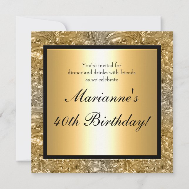 Invitation élégante avec look en feuille d'or pour (Devant)