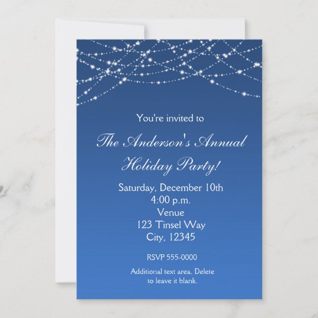 Invitation élégante avec paillettes bleues pour le (Devant)