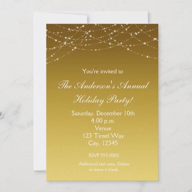 Invitation élégante avec paillettes dorées pour le (Devant)
