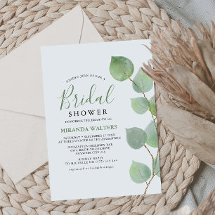 Invitation Élégante Baby Shower au thème d'eucalyptus aquarel