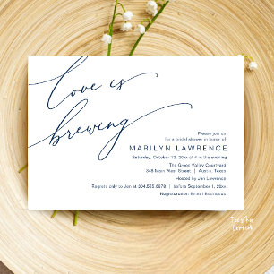 Invitation Élégante Baby Shower de Mariage Bleu Nuit Brasseri