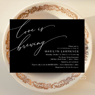 Invitation Élégante Baby Shower de Mariage Brasserie Noir Bla