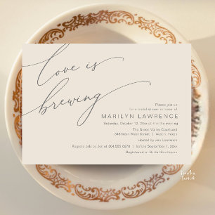 Invitation Élégante Baby Shower de Mariage Crème Grise Brasse