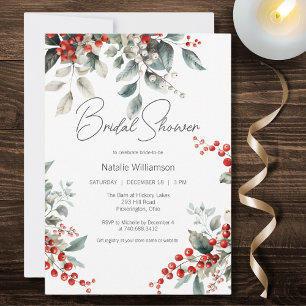 Invitation Élégante Baby Shower de Noël de Mariée 