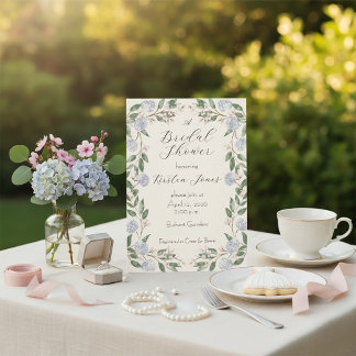 Invitation Élégante Baby Shower Hydrangea de Mariage