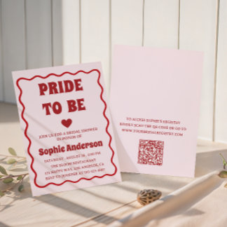 Invitation Élégante Baby Shower Minimaliste Rouge avec Code Q