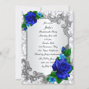 Invitation Élégante Bachelorette Mariage Rose Bleue