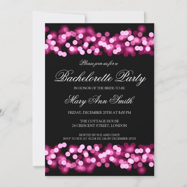 Invitation Élégante Bachelorette Party Hollywood Glam rose (Devant)