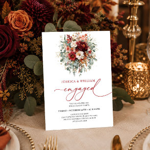 Invitation Élégante bague de fiançailles automnale florale bo