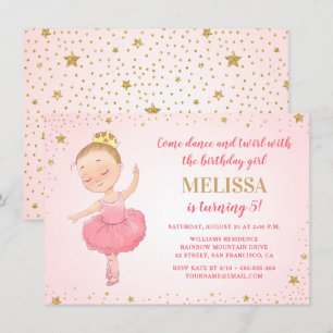 Invitation Elégante Ballerina Rose Gold Parties scintillant f