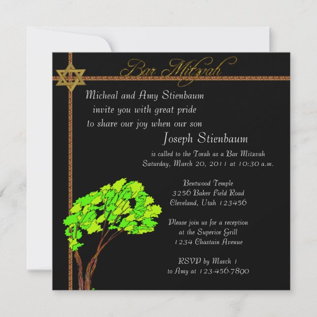 Invitation élégante Bar Mitzvah (Devant)