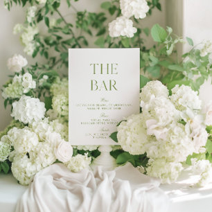 Invitation Élégante barre Mariage verte et blanche Sage