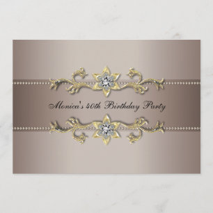Invitation élégante beige or 40e anniversaire Quar