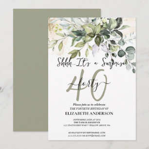 Invitation Élégante Black Calligraphy Surprise Party