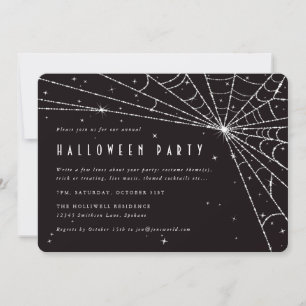 Invitation Elégante Black Diamond Spider Web Halloween Party