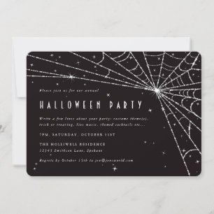 Invitation Elégante Black Diamond Spider Web Halloween Party
