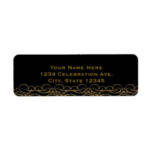 Invitation élégante Black & Gold Modern Swirl