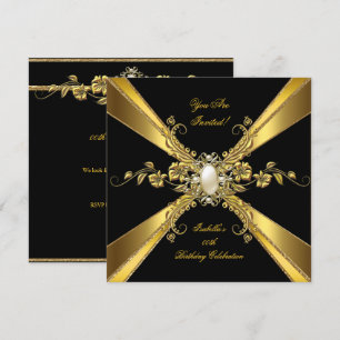 Invitation Elégante Black Pearl Black Bijou Anniversaire Part