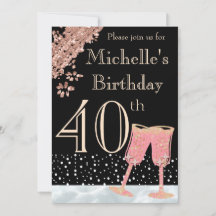 Elégante Black & Rose Gold 40e fête d'anniversaire
