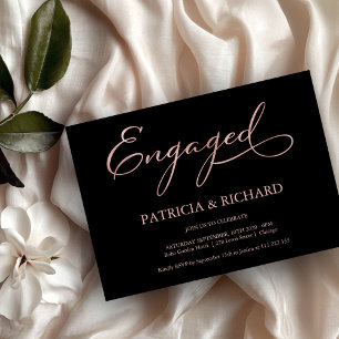 Invitation Élégante Black Rose Gold Script Party