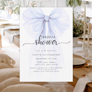 Invitation Élégante Bleue Bow minimale de douche nuptiale Inv