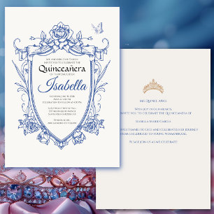 Invitation Elégante Blue Quinceañera 15e Anniversaire