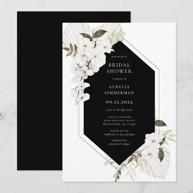 Invitation Elégante Bohème Floral Bridal Showwwweuse Invitati (Devant / Derrière)