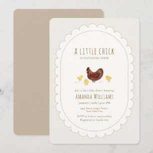 Invitation Élégante Bohème Neutre Baby Shower Petit Poulet
