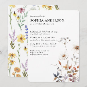 Invitation Elégante Boho Fleur sauvage Floral Fête des mariée