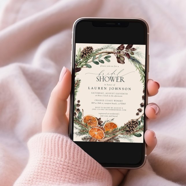 Invitation Elégante Boho verdure Citrus Fête des mariées d'au (Créateur téléchargé)