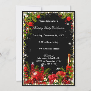 Invitation Elégante boisson Red Eat Buvez Joyeux Noël