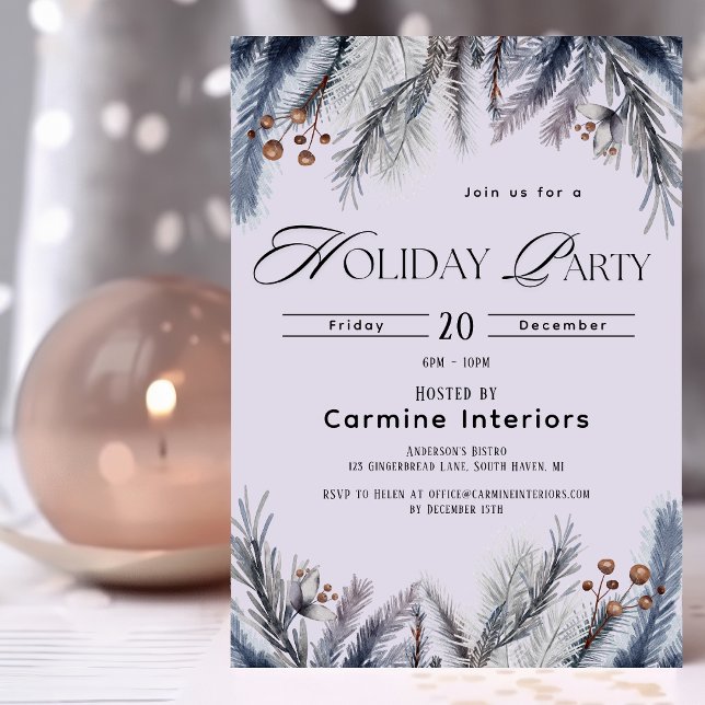 Invitation Elégante Botanique d'hiver Corporate Office Vacanc (Créateur téléchargé)