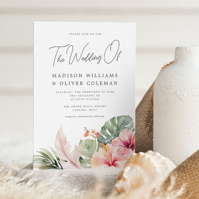 Invitation Élégante Botanique Tropicale Mariage Floral (Créateur téléchargé)