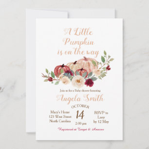 Invitation Elégante Bourgogne Citrouille Baby shower Invitati