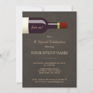 Invitation Élégante Bouteille De Vins, Dégustation De Vins