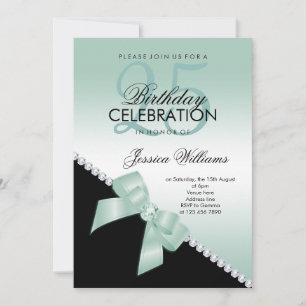 Invitation Elégante Bow Diamond, Aqua Marine & Black Annivers