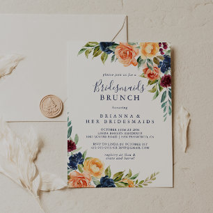 Invitation Elégante Bridesmaids Floral Brunch Douche
