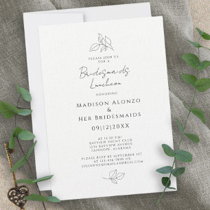Invitation Élégante Bridesmaigres Feuille de déjeuner Noir &