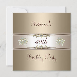 Invitation élégante café crème beige pour 40e anni