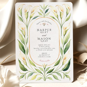 Invitation Elégante Calla Lily Aquarelle Or Mariage Invitat